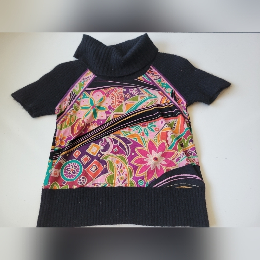 Leonard Fashion Japan Wool Blend Mixed Media Top Size 3 XS? see measurents